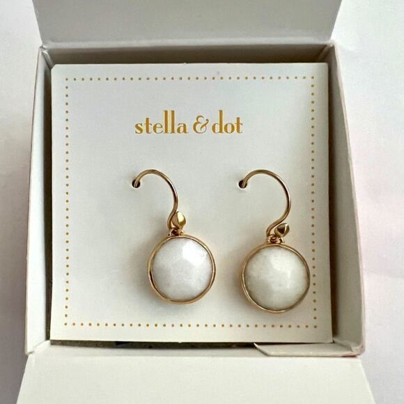 stella & dot ~ NWTβIsla drops earrings ~ white quartz RARE - Picture 2 of 3